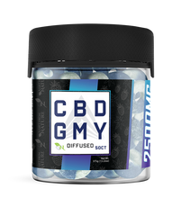 Load image into Gallery viewer, Dive into the mouthwatering delight of Blue Razz Rings CBD Gummies. Premium CBD-infused goodness for a flavorful and relaxing experience. Elevate your well-being with these top-quality CBD gummies – a tasty journey to tranquility.