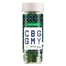 Load image into Gallery viewer, Experience the delectable fusion of Apple Runtz CBG Gummies. Premium CBG-infused goodness for a flavorful and relaxing experience. Elevate your well-being with these top-quality CBG gummies – a tasty journey to tranquility.