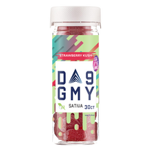 Load image into Gallery viewer, Indulge in the delicious harmony of Strawberry Kush Delta 9 Gummies. Premium Delta 9-infused goodness for a flavorful and relaxing experience. Elevate your well-being with these top-quality Delta 9 gummies – a tasty journey to tranquility.