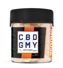 Load image into Gallery viewer, Experience the succulent sweetness of Peach Rings CBD Gummies. Premium CBD-infused treat for a delightful and relaxing experience. Elevate your well-being with these top-quality CBD gummies – a flavorful journey to tranquility.